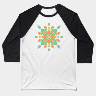 Orange and turquoise mid century mandala Baseball T-Shirt